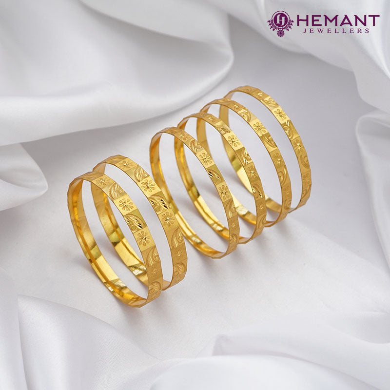 Jewellery Patli Design Gold Traditional Forming Gold Bangles (Set