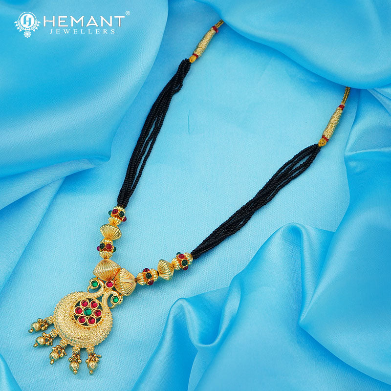 Traditional Maharashtrian Kolhapuri Mangalsutra Topra Chakri Peacock