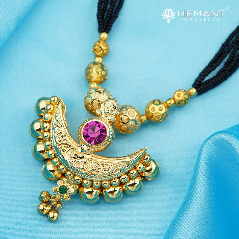Traditional Maharashtrian Kolhapuri Mangalsutra Utar Dot Chand 10 MM