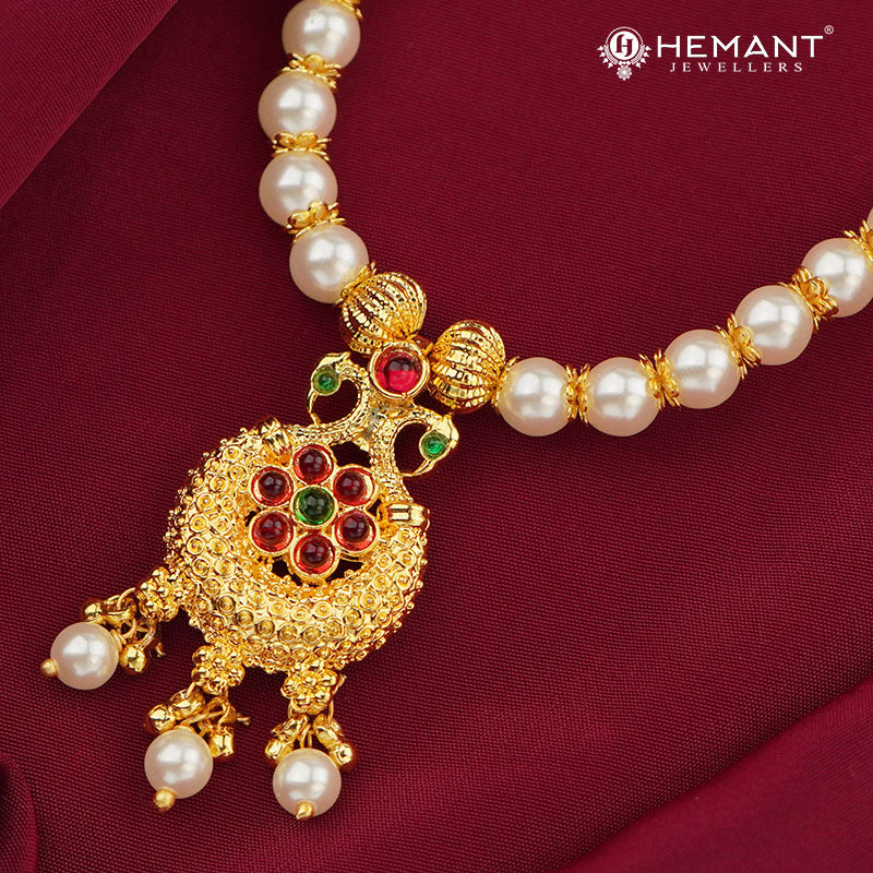 Traditional Maharashtrian Kolhapuri Moti Mala 6 MM Peacock