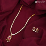 Traditional Maharashtrian Kolhapuri Moti Mala Plain Karwari Gadha II Pan with earrings