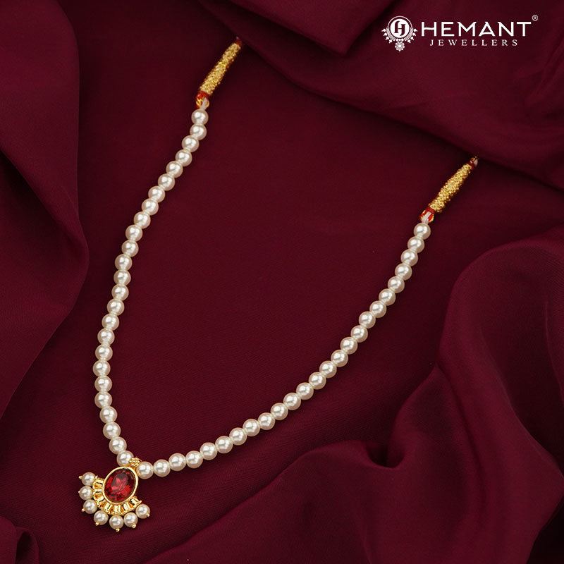 Traditional Maharashtrian Kolhapuri Moti Mala Plain Oval RC Half