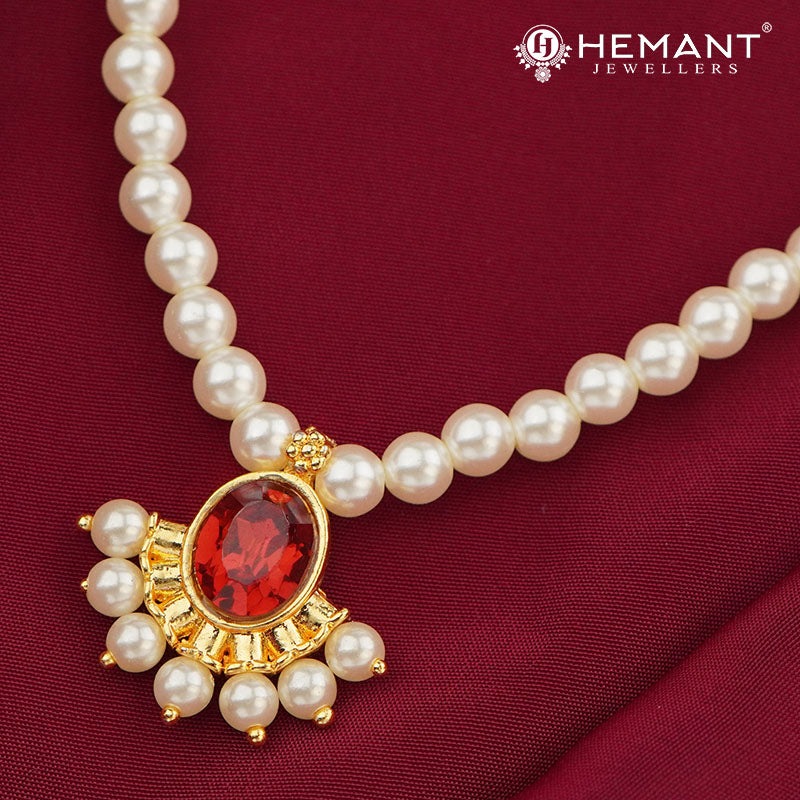 Traditional Maharashtrian Kolhapuri Moti Mala Plain Oval RC Half