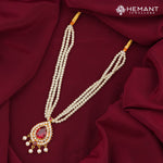 Traditional Maharashtrian Moti Mala 3 Line 1 Naka Gadha - Pearl Necklace