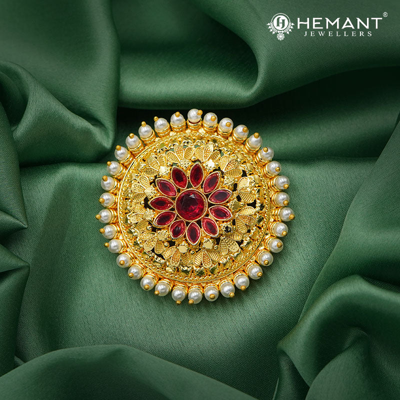 Traditional Micro Gold Plated Ambada Hair Pin Flower Shaped Design