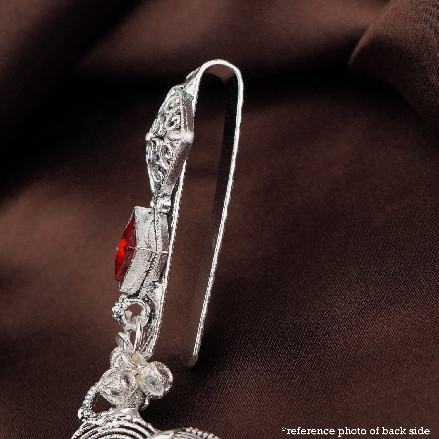 Antique Silver-Finish Challa Juda with Engraving & Hangings – 4180
