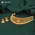 Traditional Kolhapuri Meenakari Patta Choker Necklace Set | Maharashtrian Jewellery - 5333