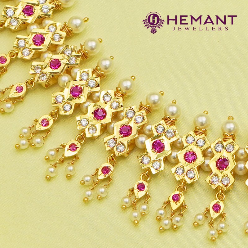 Traditional Maharashtrian Moti Har 21 Kasturi Damaru WT