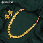 Traditional Maharashtrian Floral Pushpa Mala Necklace Set | Kolhapuri Short Jewellery - 5221