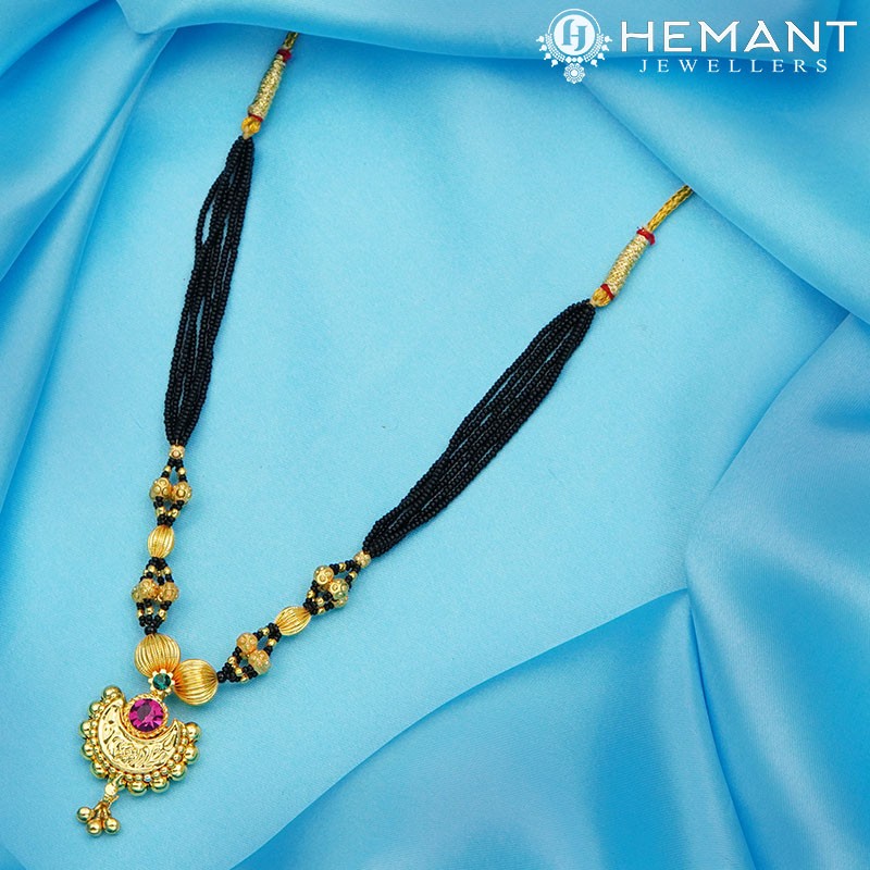 Traditional Maharashtrian Kolhapuri Mangalsutra 5 MM Dot Gattha Chand Medium