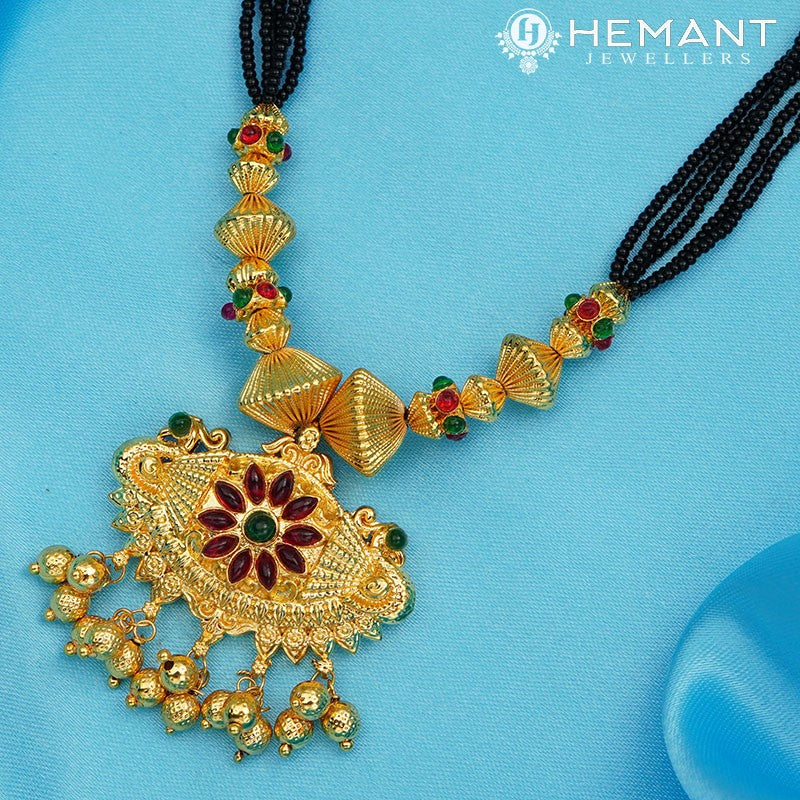 Traditional Maharashtrian Kolhapuri Mangalsutra Topra Chakri Damaru Mor