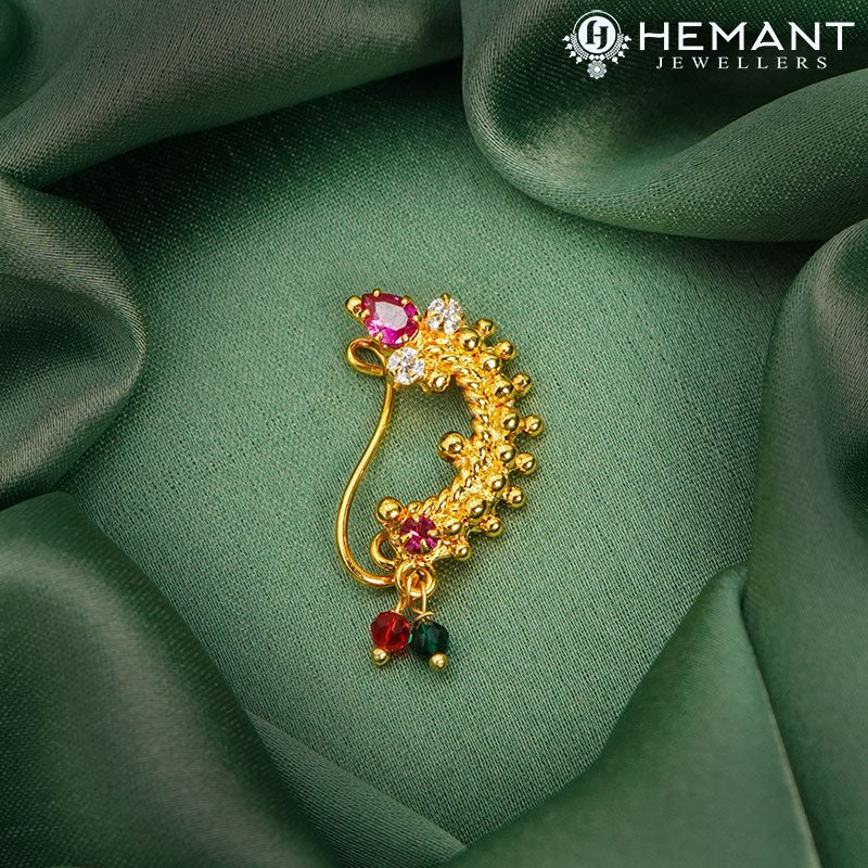 Traditional Maharashtrian Kolhapuri Micro Gold Plated Nath Golden