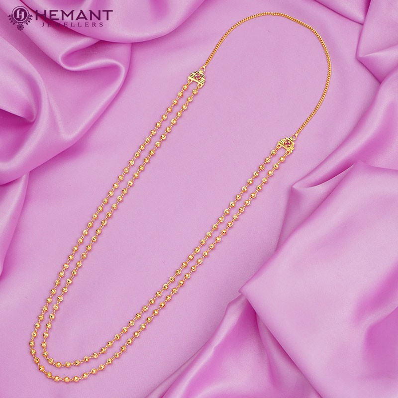 Traditional Maharashtrian Kolhapuri Micro Gold Plated Vertical Mala 4 MM II