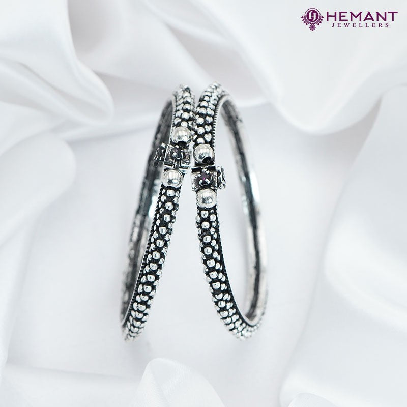 Traditional Maharashtrian Kolhapuri Oxidized Silver 0 no. Bangles