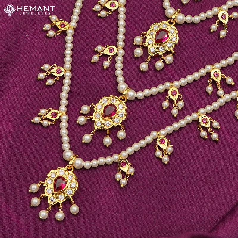 Authentic Maharashtrian Moti Har Long 5 Step (Pearl Necklace) for Traditional Elegance