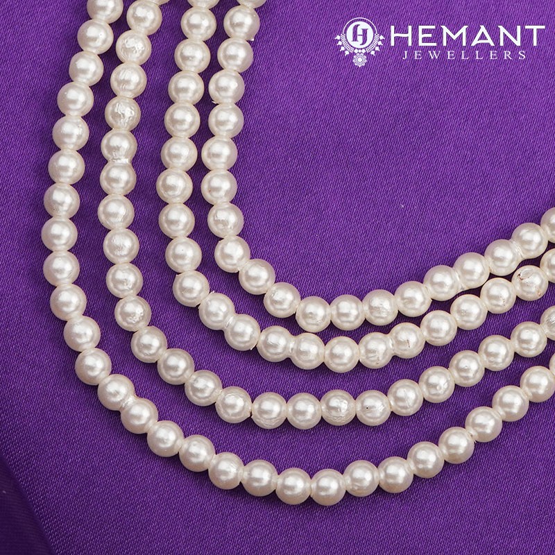 White Pearl 4 Line Dulha Mala For Groom - Mens collection by Hemant Jewellers