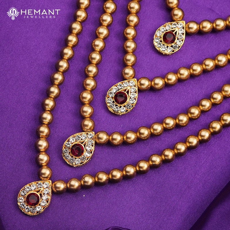 Golden and White Pearl 4 Line Dulha Mala For Groom - Mens collection by Hemant Jewellers