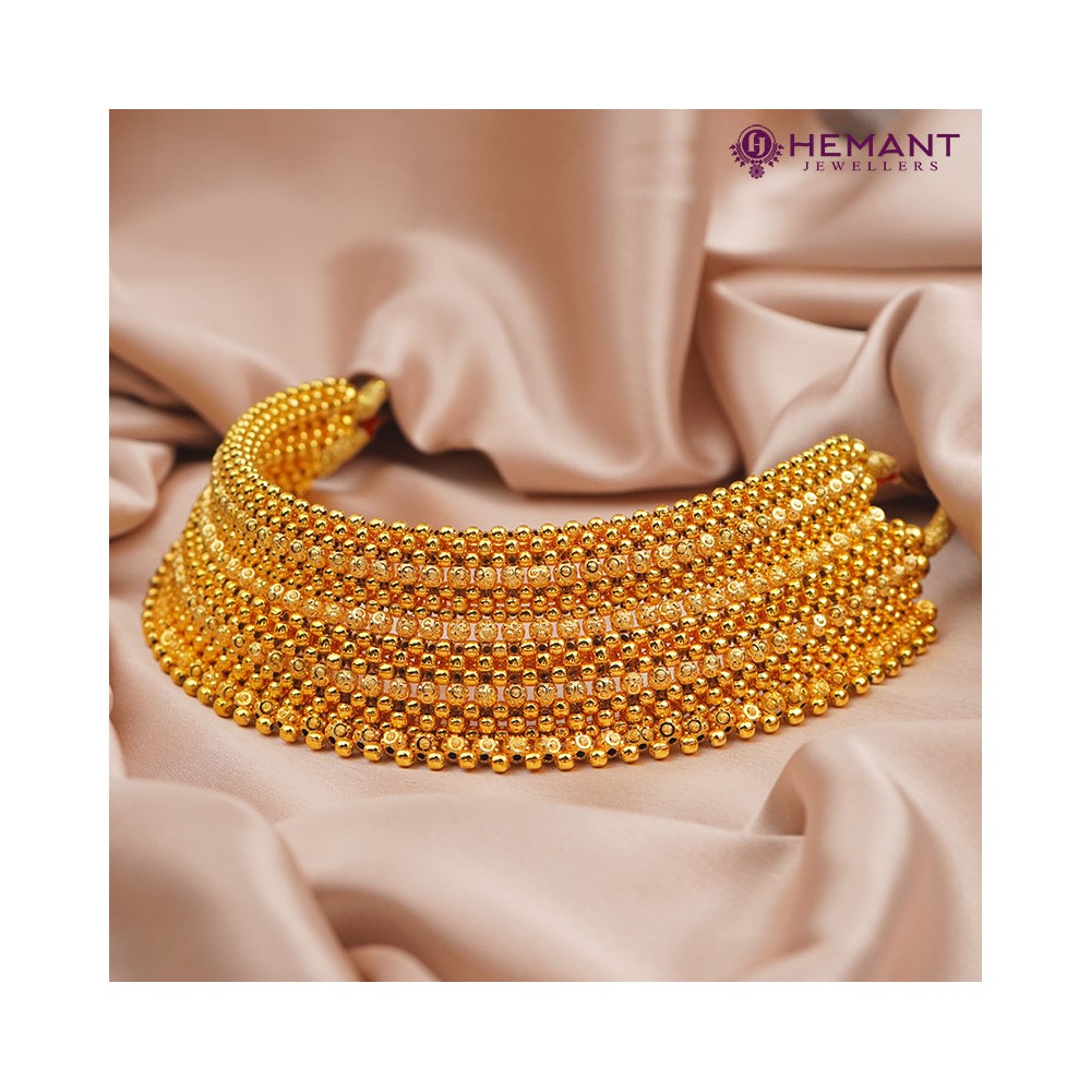Traditional Maharashtrian Kolhapuri Micro Gold Plated Double Thushi Necklace