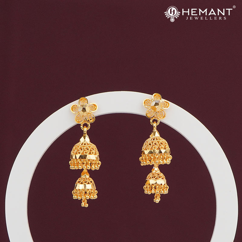 Forming Gold Jhumka Earrings 1074