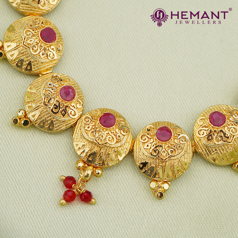 Traditional Gold Plated Necklace Set with Earrings C