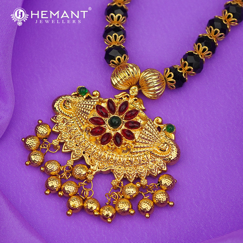 Disco Mala 8 MM Damaru Mor  | Micro Gold Plated Mangalsutra - 119