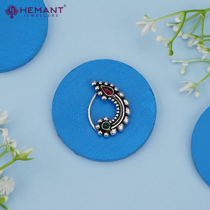 Traditional Oxidized Silver Plated Nath/Nose Pin (Pressing) 1324