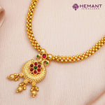 Traditional Maharashtrian Kolhapuri Micro Gold Plated Thushi 0 No. Peacock Pendal