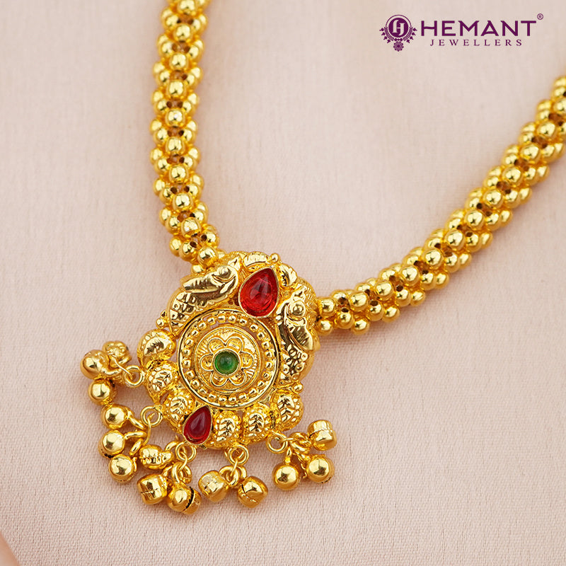 Traditional Maharashtrian Kolhapuri Thushi 2 No. Pendal Set Antique 1 (with earrings)