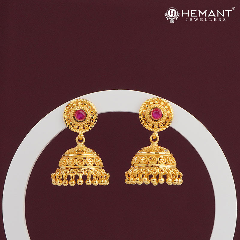 Forming Gold Jhumka Earrings 2928