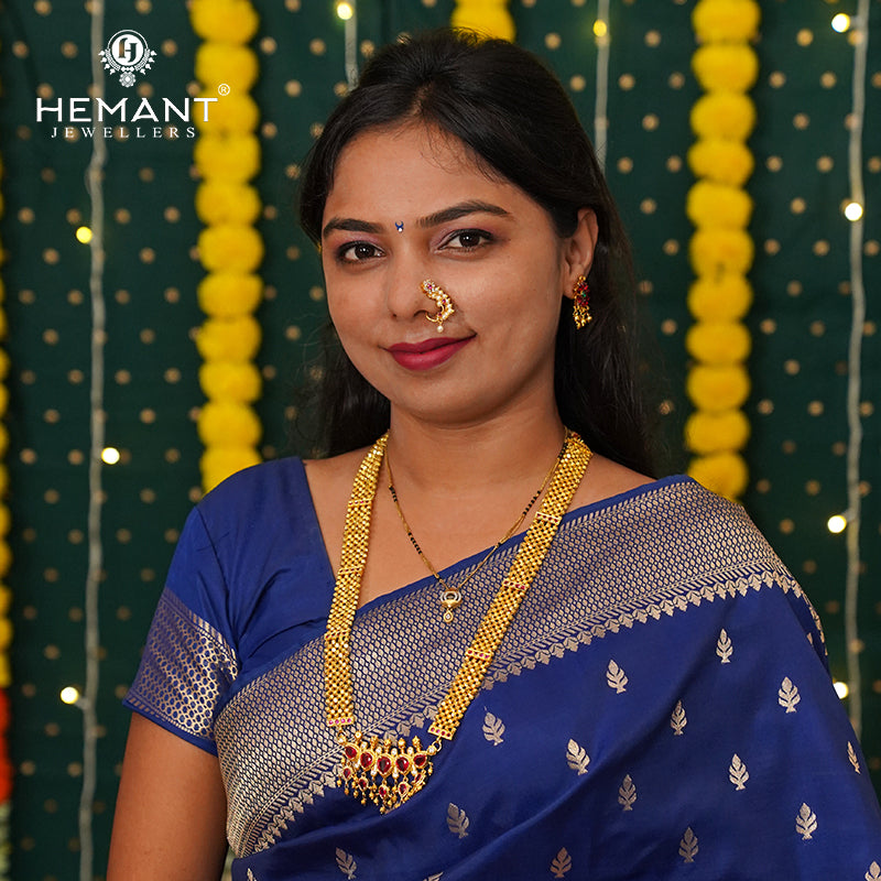 Traditional Maharashtrian Kolhapuri Micro Gold Plated Thushi Patta Dot Puneri 5 Stone