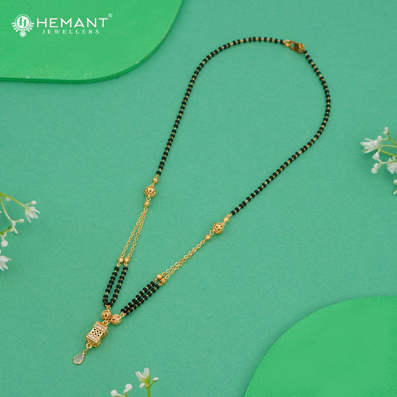 Elegant 2 Strand 18-Inch Black Bead Mangalsutra –  3495