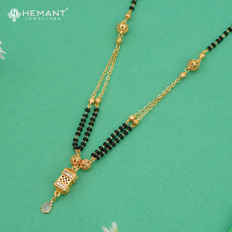 Elegant 2 Strand 18-Inch Black Bead Mangalsutra –  3495