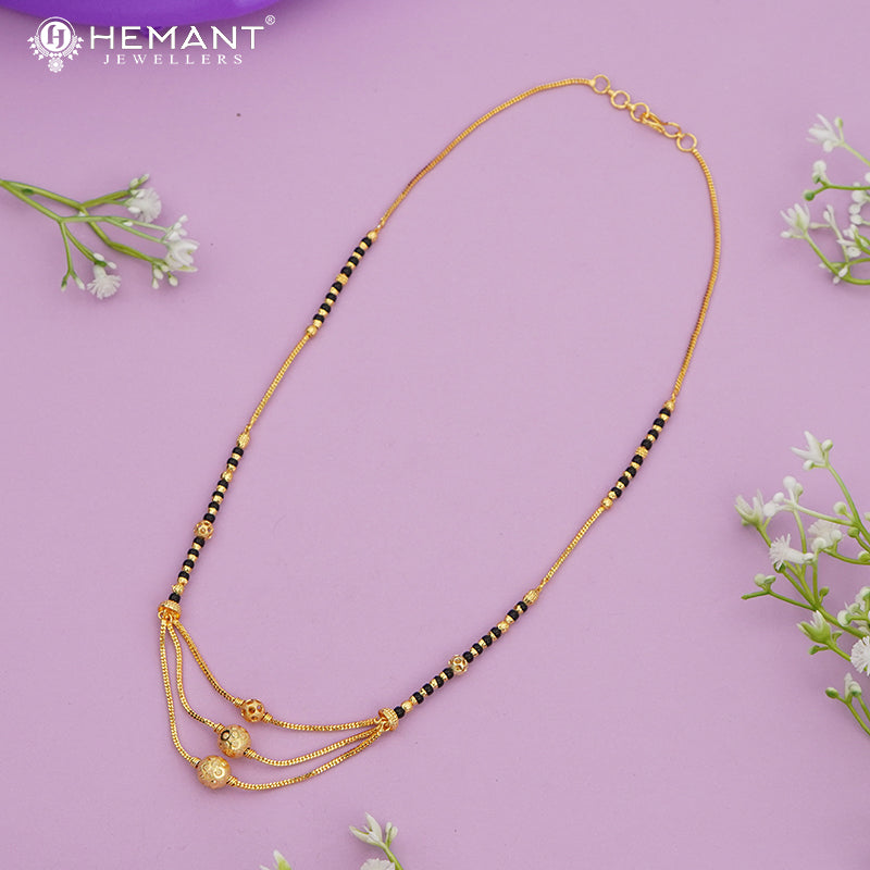 Forming Gold Maharashtrian Classic Black Beads 3 Step 18" Mangalsutra 3650
