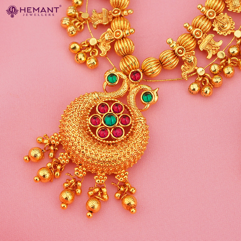 Antique Finish Saaj Jav Geru 5 Panadi 29 Pan Peacock (with earrings)