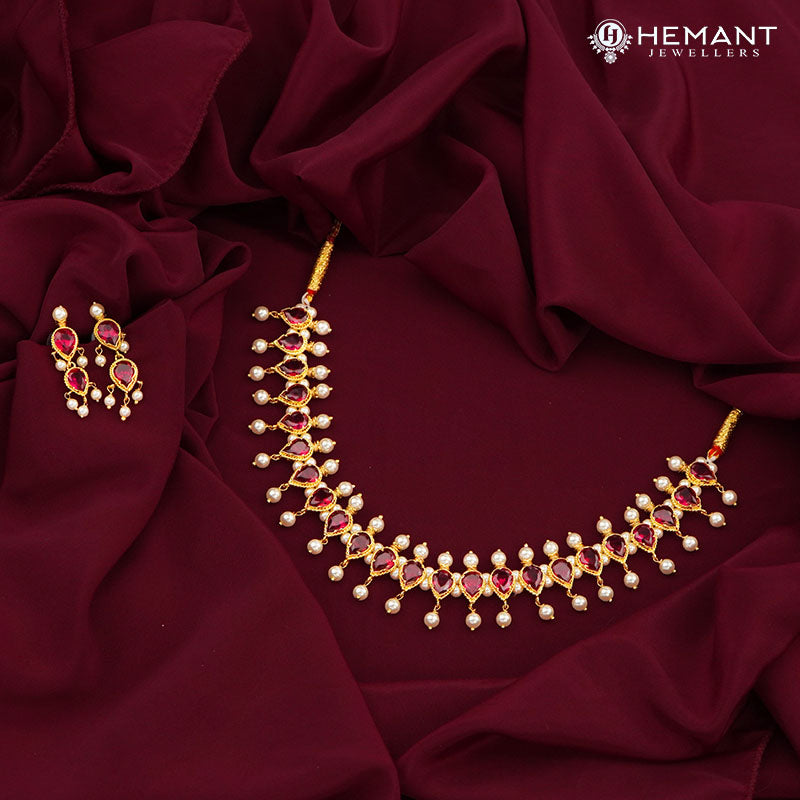 Traditional Maharashtrian Chinchpeti Moti Haar 23 Puneri Panadi with Earrings