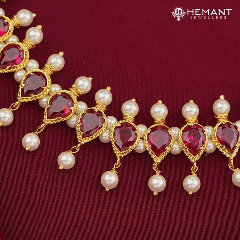 Traditional Maharashtrian Chinchpeti Moti Haar 23 Puneri Panadi with Earrings