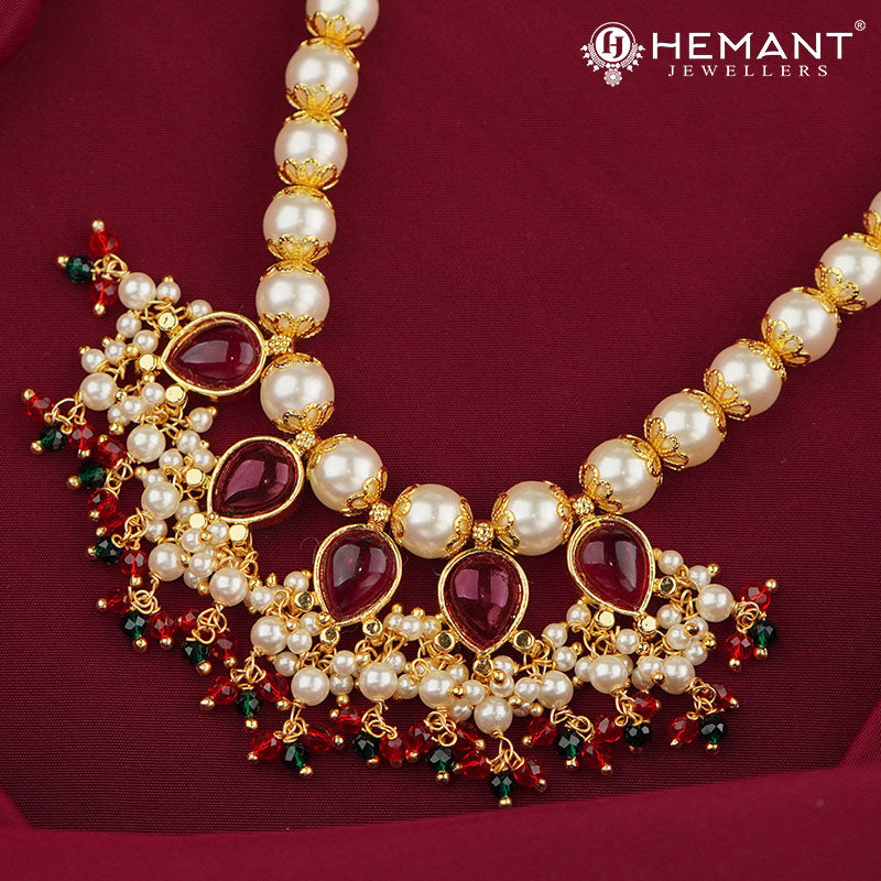 Traditional Maharashtrian Moti Mala 8 MM 5 Panadi (with earrings)