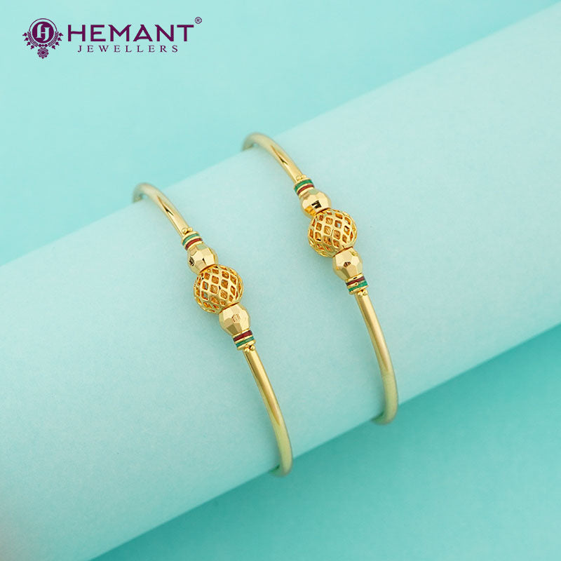 Elegant Gold-Plated Kada Bangles with Intricate Detailing