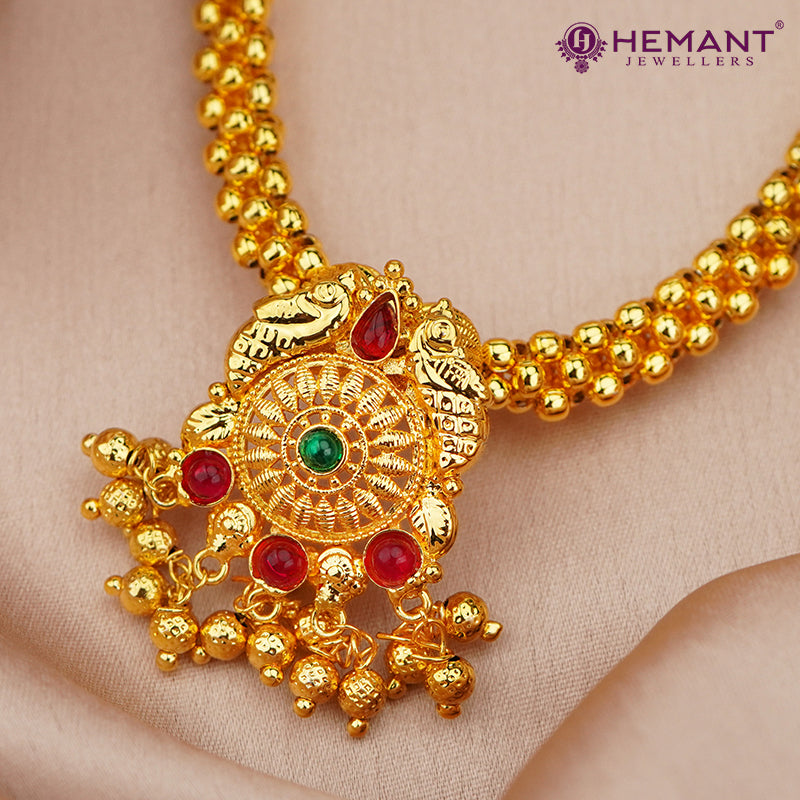 Traditional Peacock Motif Necklace Set – 3917