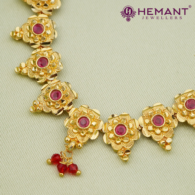 Traditional Gold Plated Necklace Set with Earrings D
