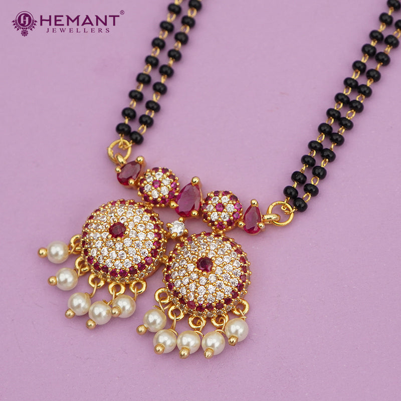 Gold-Plated Beaded Mangalsutra with Matching Earrings 4259