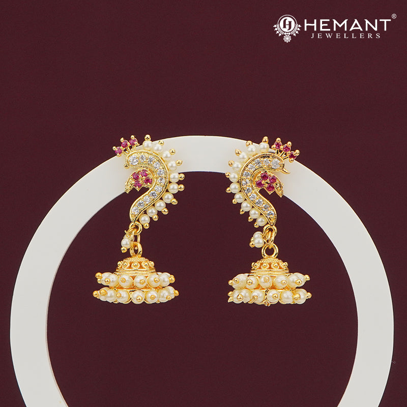 Sparkling Peacock Pearl Drop Earrings – 4263