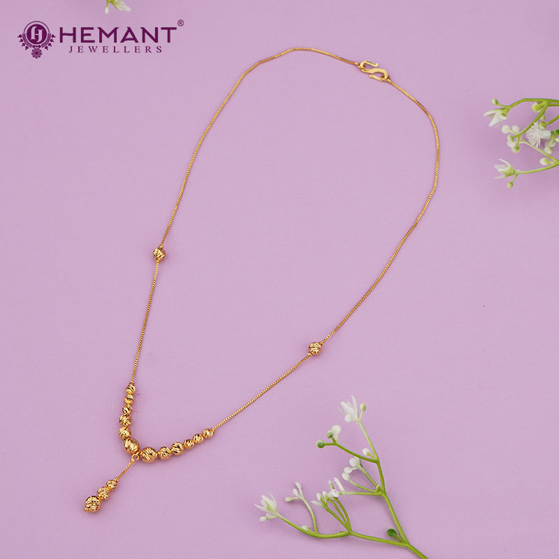 Textured Beaded Gold-Plated Chain – 4291