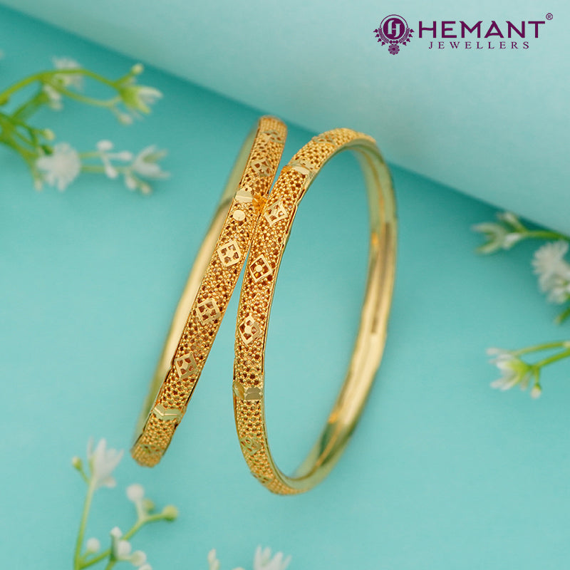 Micro Gold Plated Bangles with Textured Cut – 4367-69