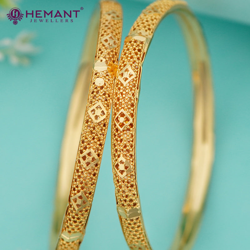 Micro Gold Plated Bangles with Textured Cut – 4367-69