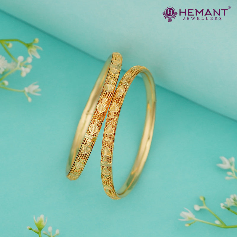 Micro Gold Plated Bangles with Textured Cut – 4370-73