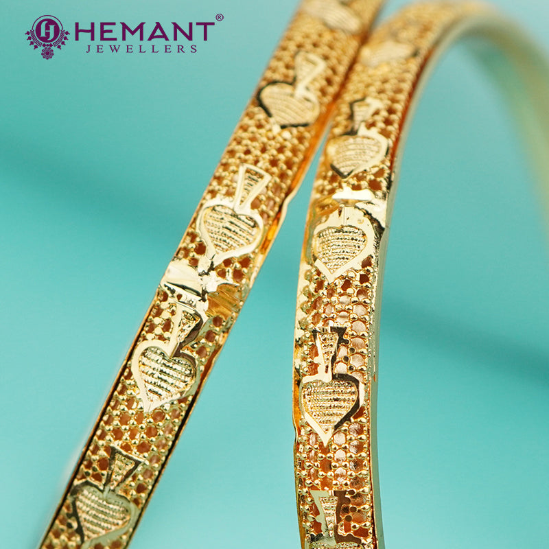 Micro Gold Plated Bangles with Textured Cut – 4370-73
