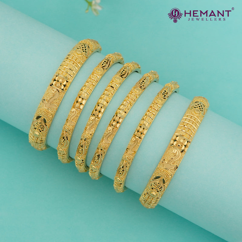 1 Gram Gold 6pc. Bangle Set (Bilwar Patli set) with delicate craftmanship– 4392-4394