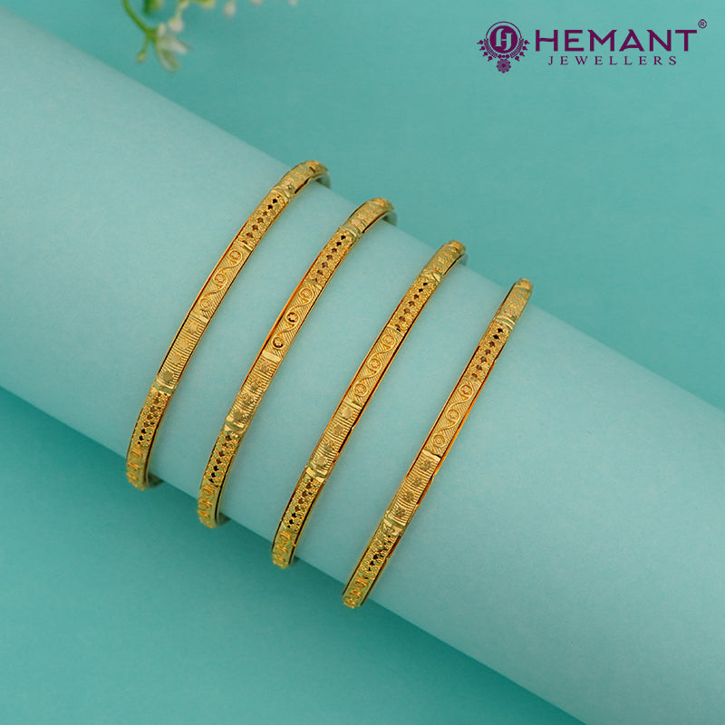 Micro Gold Plated Bangles with Delicate Cut – 4398-4400