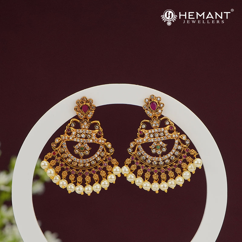 Pearl Drape Chandbali Earrings – 4478-79